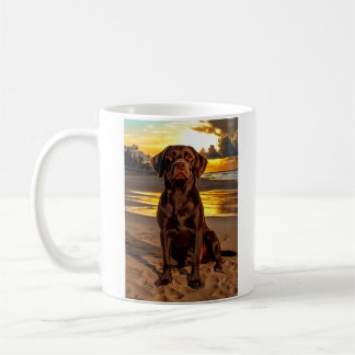 Chocolade Labrador bij zonsondergang Koffiemok