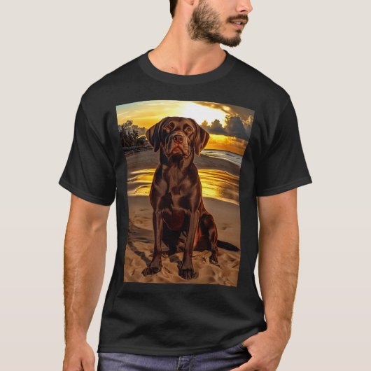 Chocolade Labrador bij zonsondergang T-shirt (Voorkant)