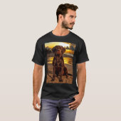 Chocolade Labrador bij zonsondergang T-shirt (Voorkant volledig)