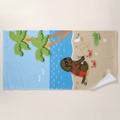 Chocolade Labrador Bikini Girl Beach Towel Strandlaken (Voorkant)