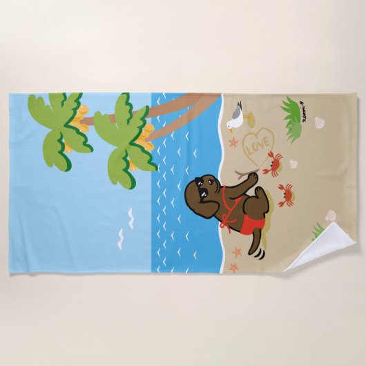 Chocolade Labrador Bikini Girl Beach Towel Strandlaken (Voorkant)