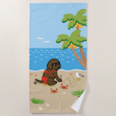 Chocolade Labrador Bikini Girl Beach Towel Strandlaken (Voorkant)