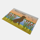 Chocolade Labrador Bird Dog Sunset Deurmat (Schuin)