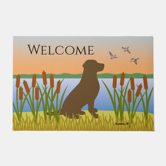 Chocolade Labrador Bird Dog Sunset Deurmat (Voorkant)