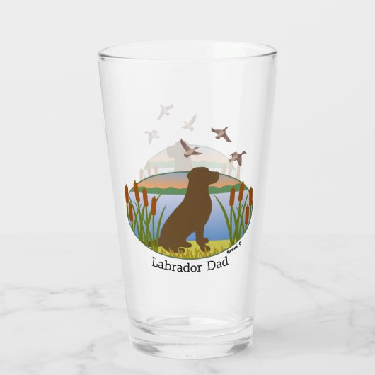 Chocolade Labrador Bird Dog Sunset Glas (Achterkant)