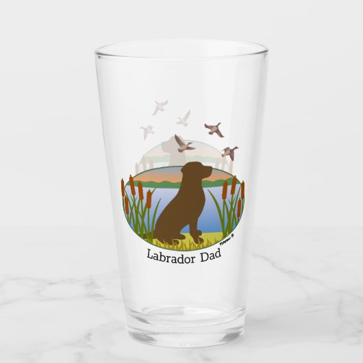 Chocolade Labrador Bird Dog Sunset Glas (Voorkant)