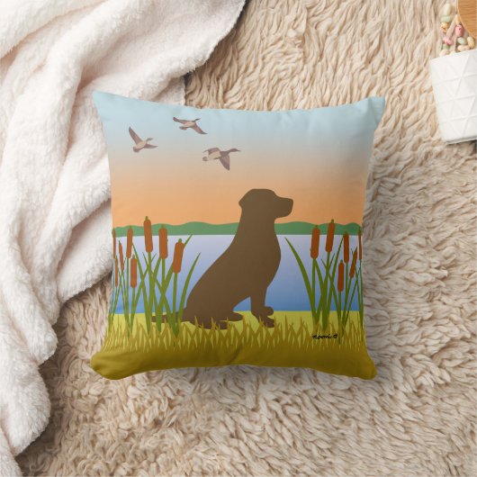 Chocolade Labrador Bird Dog Sunset Kussen (Deken)