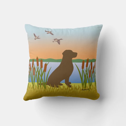 Chocolade Labrador Bird Dog Sunset Kussen (Achterkant)