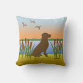 Chocolade Labrador Bird Dog Sunset Kussen (Voorkant)