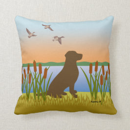 Chocolade Labrador Bird Dog Sunset Kussen