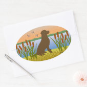Chocolade Labrador Bird Dog Sunset Ovale Sticker (Envelop)