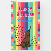 Chocolade Labrador Birthday Party Confetti Spandoek (Verticaal)