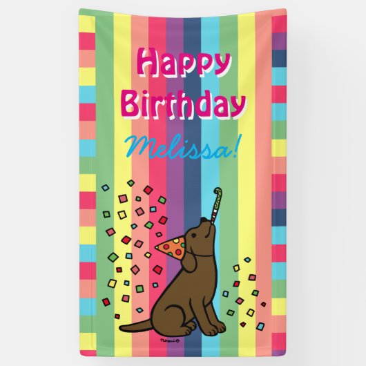 Chocolade Labrador Birthday Party Confetti Spandoek (Verticaal)