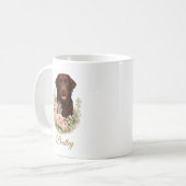 Chocolade Labrador Bloemportret Koffiemok (Voorkant links)