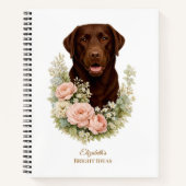 Chocolade Labrador Bloemportret Notitieboek (Voorkant)