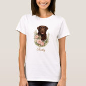 Chocolade Labrador Bloemportret T-shirt (Voorkant)
