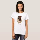 Chocolade Labrador Bloemportret T-shirt (Voorkant volledig)