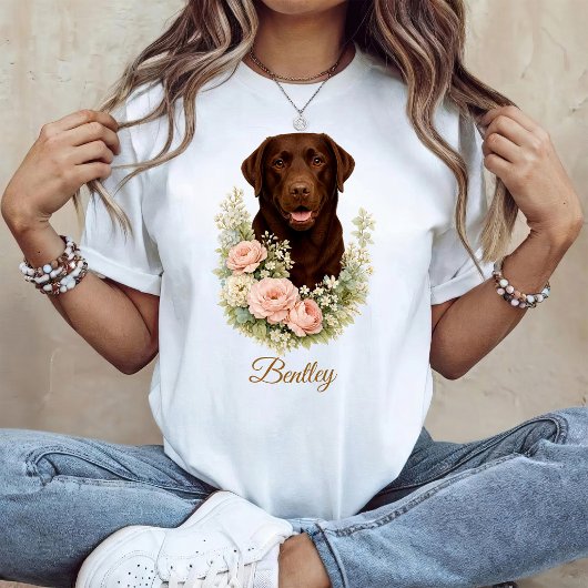 Chocolade Labrador Bloemportret T-shirt