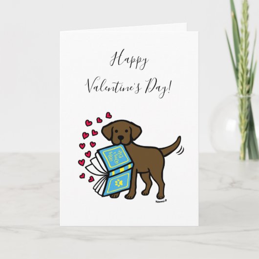 Chocolade Labrador Boek van Liefde Valentijn Feestdagen Kaart (Voorkant)