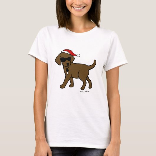 Chocolade Labrador Cartoon kerstShirten T-shirt (Voorkant)