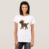 Chocolade Labrador Cartoon kerstShirten T-shirt (Voorkant volledig)