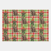 Chocolade Labrador Christmas Dog Plaid Inpakpapier Vel (Voorkant 3)