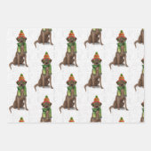 Chocolade Labrador Christmas Dog Plaid Inpakpapier Vel (Voorkant 2)