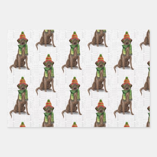 Chocolade Labrador Christmas Dog Plaid Inpakpapier Vel (Voorkant 2)
