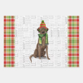 Chocolade Labrador Christmas Dog Plaid Inpakpapier Vel (Voorkant)