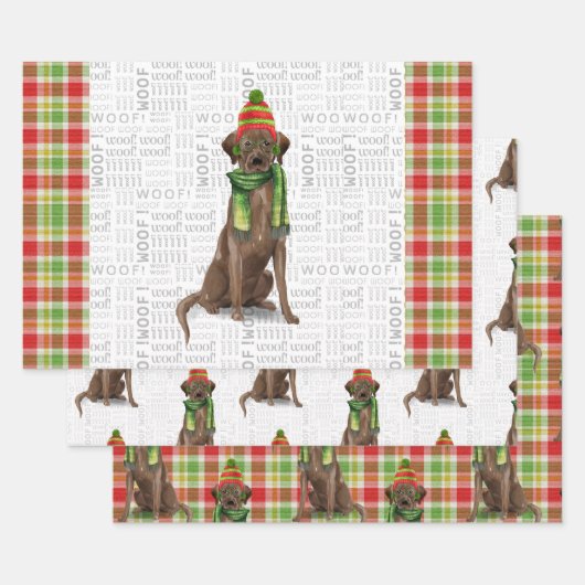 Chocolade Labrador Christmas Dog Plaid Inpakpapier Vel (Set)