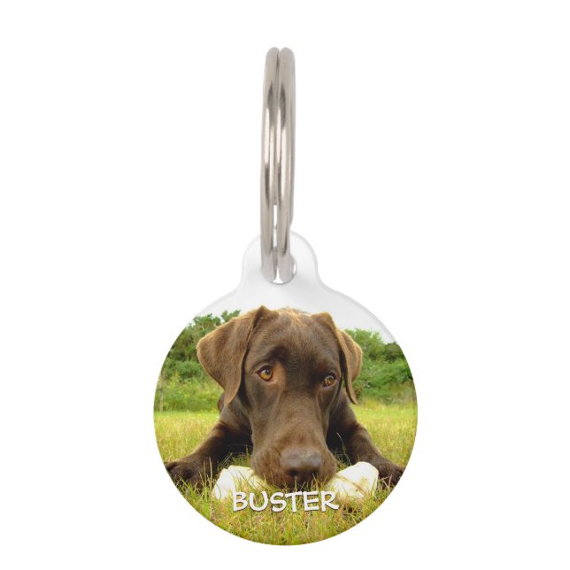 Chocolade Labrador Custom Huisdierpenning (Voorkant)