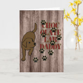 Chocolade Labrador Daddy Paw Prints Kaart (Gele Bloem)