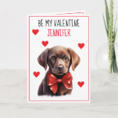 Chocolade Labrador Dog I Woof You Valentijn Kaart (Voorkant)