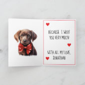 Chocolade Labrador Dog I Woof You Valentijn Kaart (Binnen)