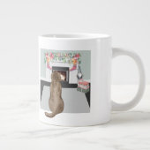 Chocolade Labrador Dog kerstFireplace Scene Grote Koffiekop (Rechts)