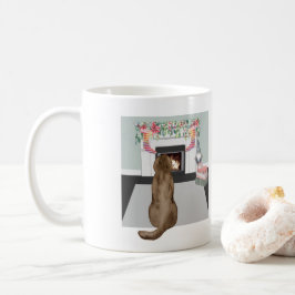 Chocolade Labrador Dog kerstFireplace Scene Koffiemok