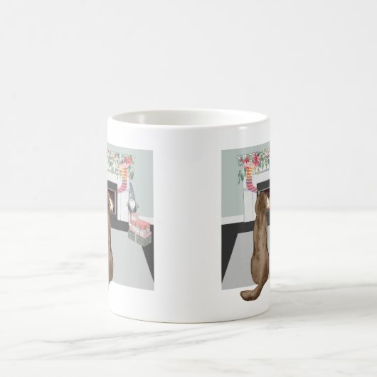 Chocolade Labrador Dog kerstFireplace Scene Koffiemok (Center)