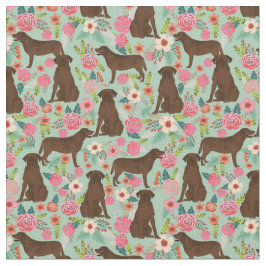 Chocolade Labrador dogs  bloemenmunt Stof