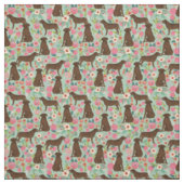 Chocolade Labrador dogs bloemenmunt Stof (Swatch)
