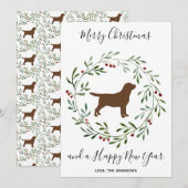 Chocolade Labrador Elegant Dog Merry Kerstmis Feestdagenkaart (Voorkant / Achterkant)