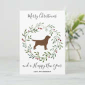 Chocolade Labrador Elegant Dog Merry Kerstmis Feestdagenkaart (Staand voorkant)