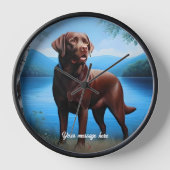 Chocolade Labrador en Blue Lake (Voorkant)