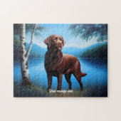 Chocolade Labrador en Blue Lake Legpuzzel (Horizontaal)