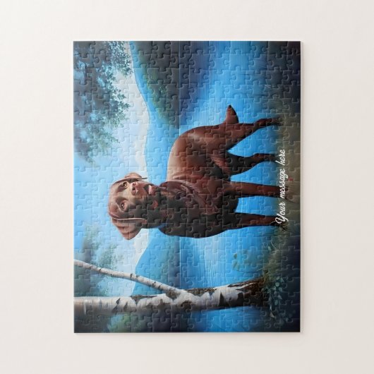 Chocolade Labrador en Blue Lake Legpuzzel (Verticaal)