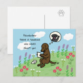 Chocolade labrador en brief iemand geeft om briefkaart (Voorkant / Achterkant)