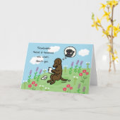 Chocolade labrador en brief iemand geeft om kaart (Gele Bloem)