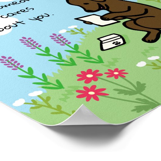 Chocolade labrador en brief iemand geeft om poster (Hoek)