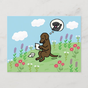 Chocolade Labrador en brief van een vriend Briefkaart