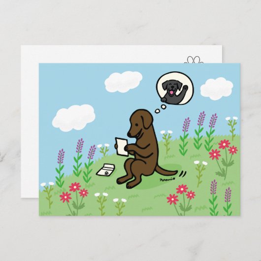 Chocolade Labrador en brief van een vriend Briefkaart (Voorkant / Achterkant)