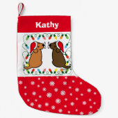 Chocolade Labrador en Fox Red Labrador Santas Kleine Kerstsok (Voorkant)